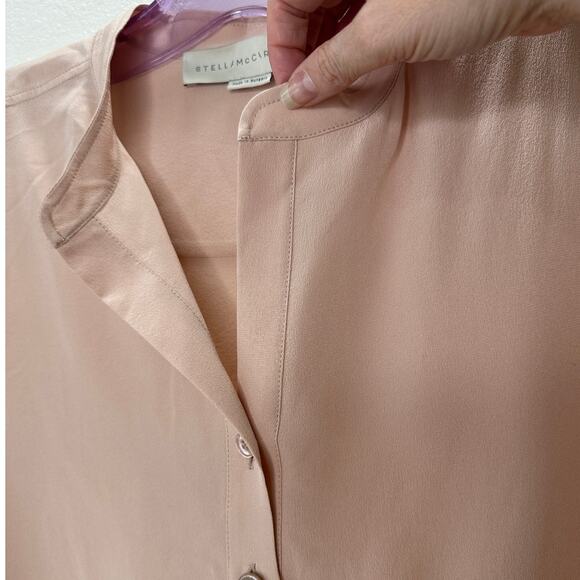 Stella McCartney Eva 100% Silk Muted Pink 3/4 Button Long Sleeve Blouse 42 / M - Picture 6 of 15